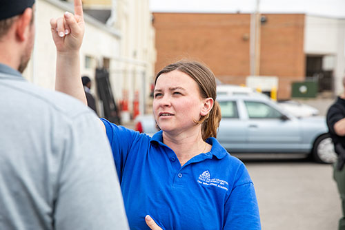 Sobriety field test conducted by students.