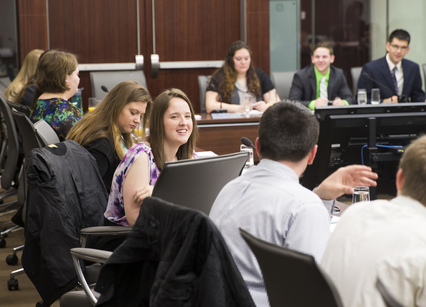 A student sits with peers at the Center for Strategic and International Studies in Washington D.C.