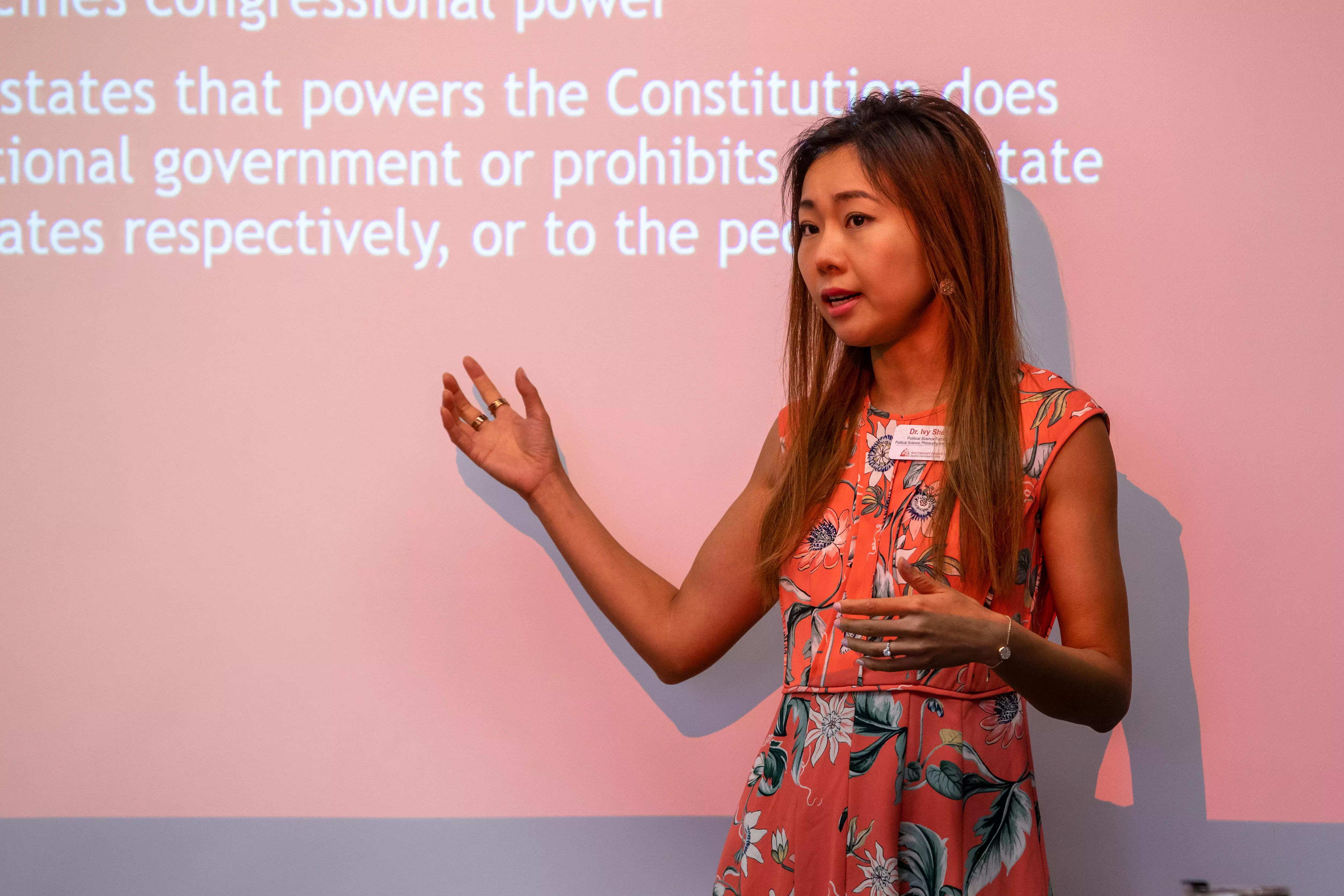 professor lectures during political science course