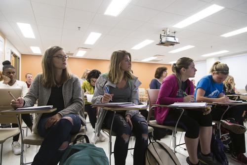 Southeast Missouri State University chemistry students attend a lecture. 
