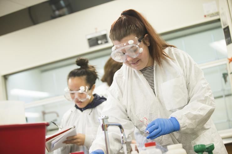 SEMO chemistry students learn how aspirin is made in a Magill Hall chemistry lab.