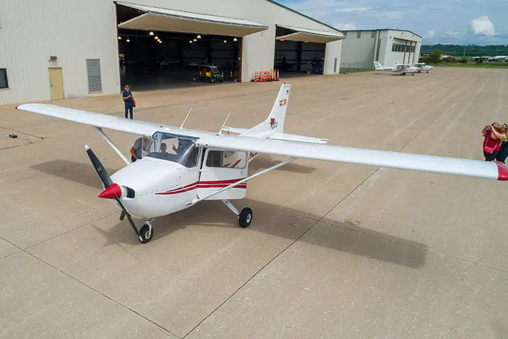 a top-down view of one of the Cessna planes used in the professional pilot program