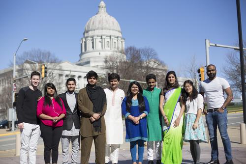 Southeast international students wear traditional clothing country while visiting Jefferson City.