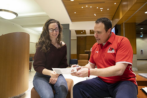 A student works with a tutor in the Center for Writing Excellence. 