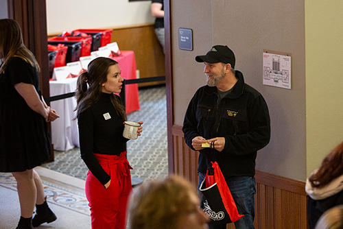 A SEMO representative talks at a Visit Friday event for prospective students.