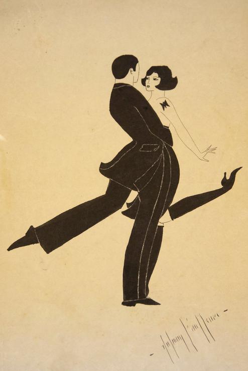 Drawing of two people dancing by William Faulkner.