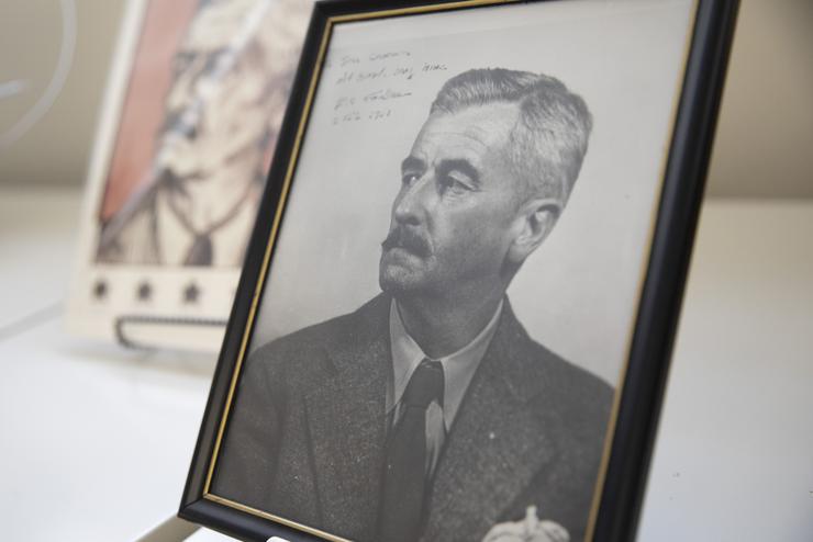 A framed picture of William Faulkner from The Brodsky Collection.