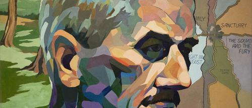 A section of The Faulkner Mural in Kent Library.