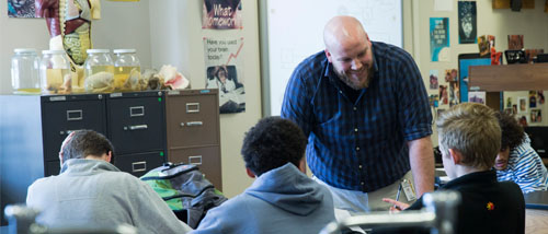 Benjamin Stallins student teaching in Cape Central High School.
