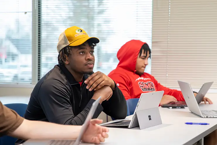 a young semo student in looks up at the instructor during class time