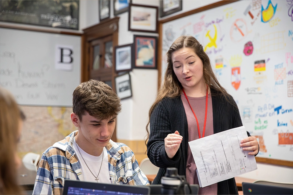 SEMO Student working in a classroom during student teaching