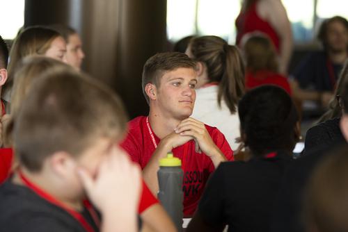 SEMO students participate in a Leadership program session, sitting in a group to engage in discussion and develop leadership skills.