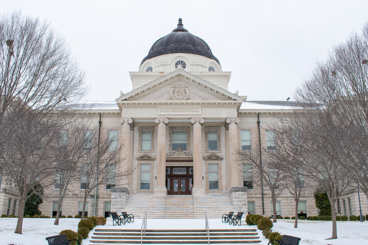 SEMO's Academic Hall in the snow. 