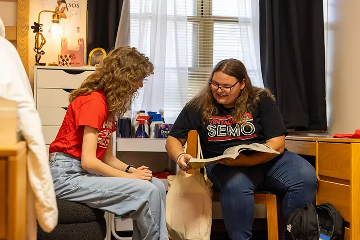 roommates at SEMO study together in their dorm room