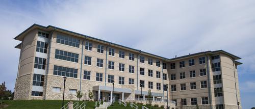 The east-facing side of LaFerla Hall, a suite style dorm on semo's campus.