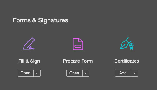 screenshot of Adobe Acrobat tool options