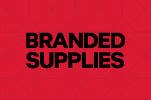 Red background with black text stating DIY Branded Templates