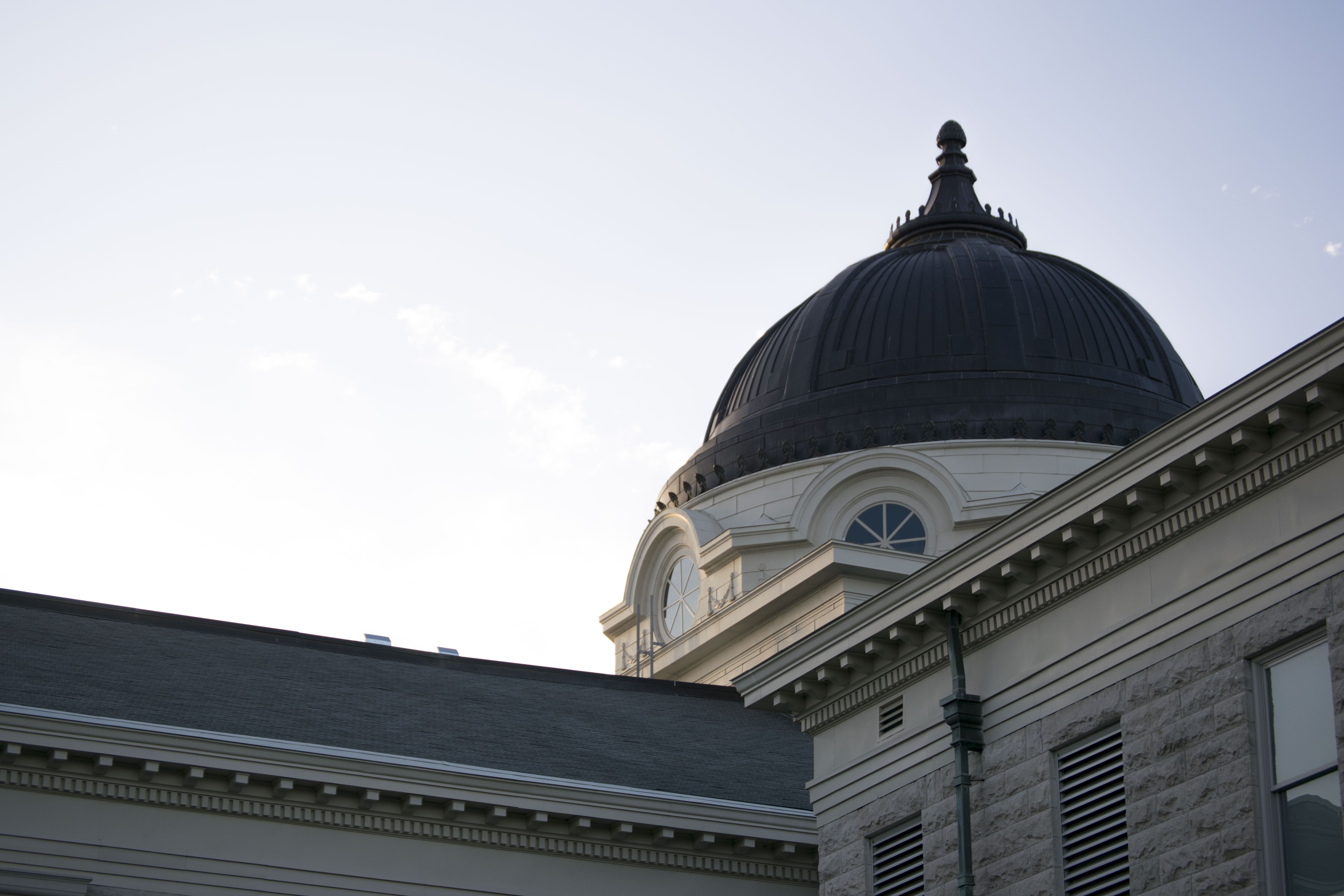 artistically angled view of Academic Hall's dome