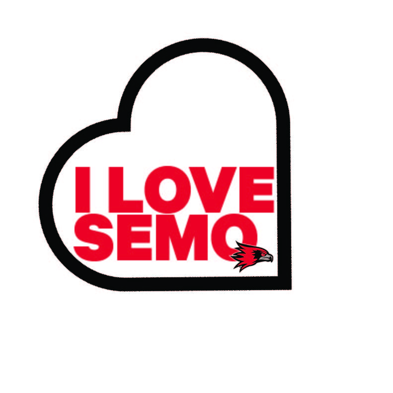 heart shaped black frame with "I Love SEMO" inside
