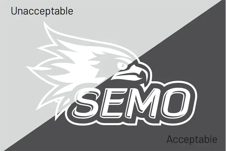 a visual example of the correct and incorrect usage of the white spirit logo over a colored background