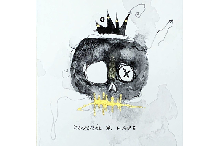 A faculty painting of cool skull with smoke and a crown.