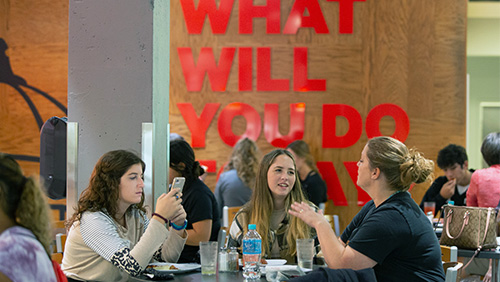 Image of Southeast students eating in a dining hall.