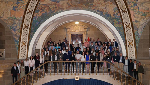 Group portrait of the 60 college students at the 37th Annual Missouri Governor’s Student Leadership Forum.
