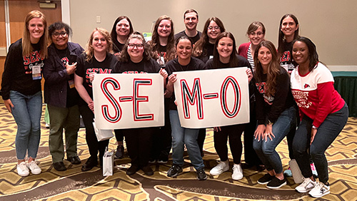 Group image of Southeast communication disorders students and faculty after competing in the "Quest for the Cup."
