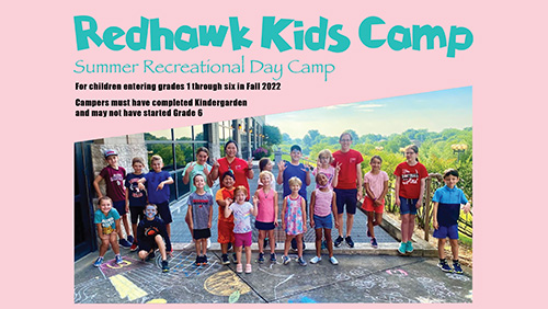 Group portrait of kids at Redhawk Kids Camp.