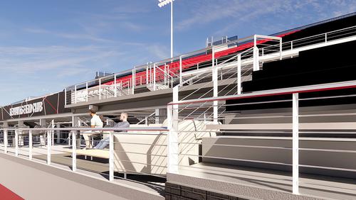 a computer generated mock up of the new stands for Houck Stadium