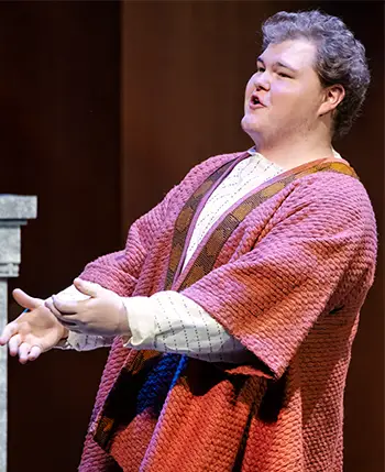 A photo of SEMO music student, Alex Woodward, performing.