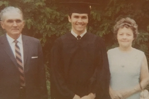 Jason's father Larry LeGrand at his SEMO graduation with parents Cornelius and Christine. 