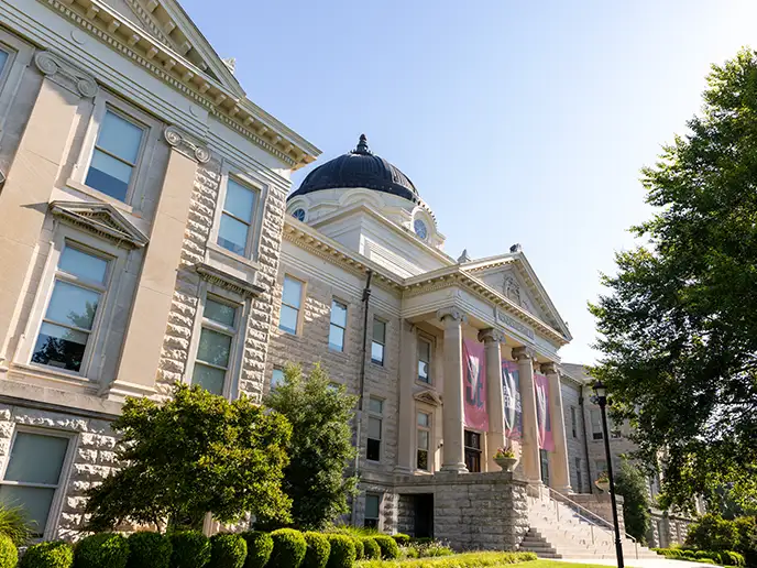 A photo of Academic Hall in the fall.