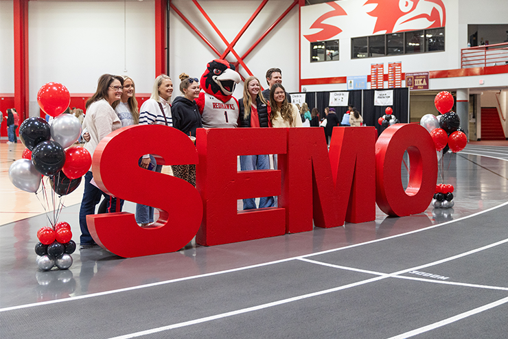Students in the Rec center celebrating Show Me Day at SEMO