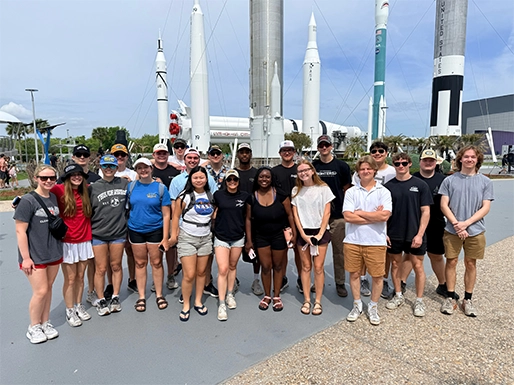 Students at an aerospace expo in Florida.