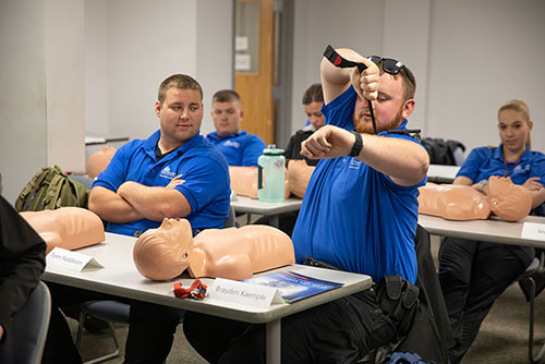 Law Enforcement students learn about tourniquets