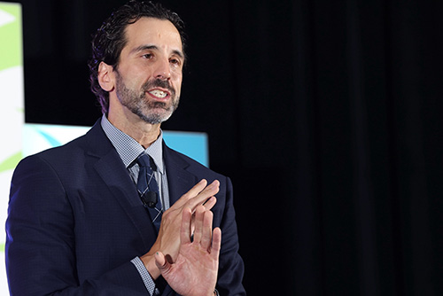 George Couros speaking at a conference.