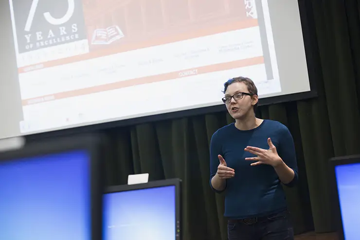 a history student at SEMO presents their findings to an audience