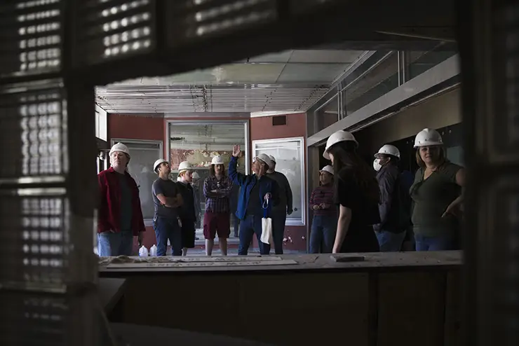 historic preservation degree students visit an old theatre in downtown cape girardeau