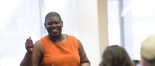 Dr. Tamara Buck speaks in front of a classroom at SEMO.