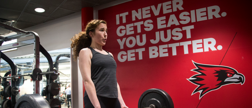 Student working out at rec center