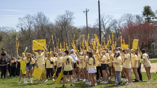 Students participate in Greek Week games.