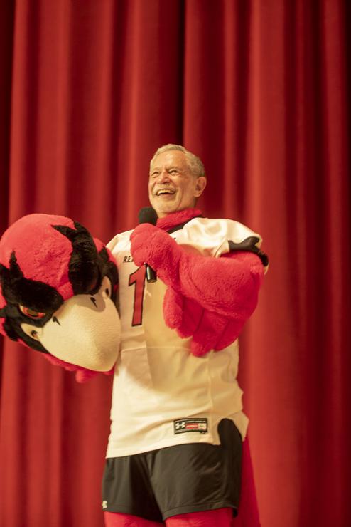 President Vargas dresses as Rowdy for Greek Sing