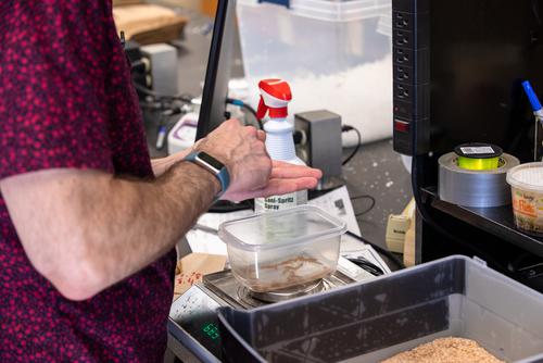 Dr. Kirschman working in the lab