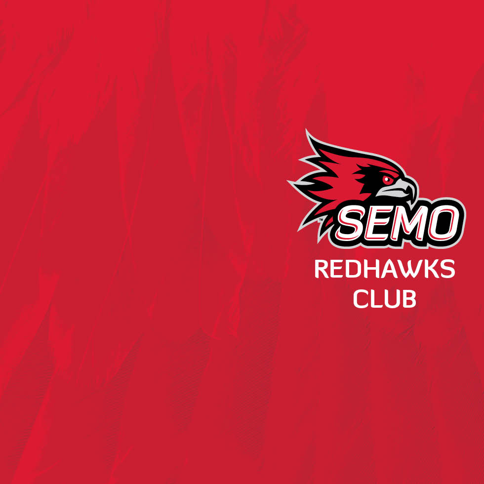 Redbackground with the semo spirit logo and it saying Redhawks Club