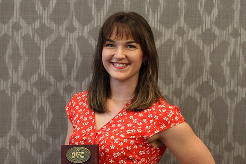 Grace Powderly holding her award from the OVC lunch