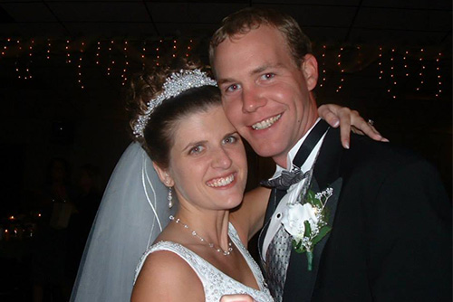 Emily and D.J York at their wedding in 2002 in Cape Girardeau