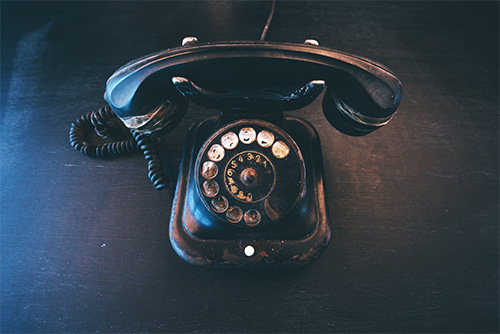 An early telephone is pictured