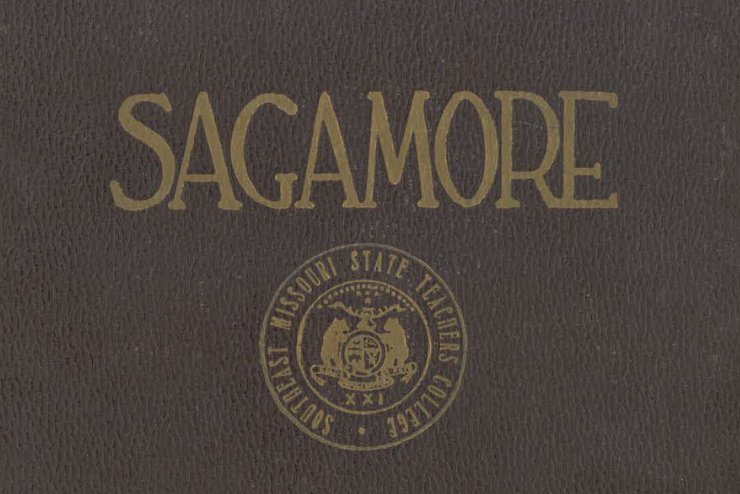 The front cover of an early 1900s SEMO Sagamore yearbook