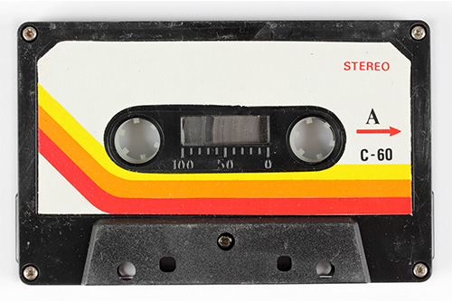 An early blank cassette tape